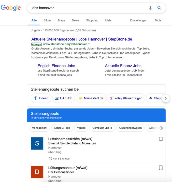 w google for jobs abb
